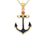 Large 14K Yellow Gold Polished Anchor Pendant Necklace with Chain
